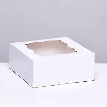 Коробка под бенто - торт с окном, белая,1515.36.5 см
