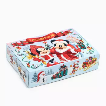 Коробка новогодняя подарочная, 21 х 15 х 5 см, микки маус