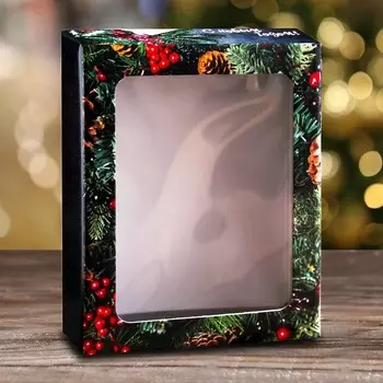 Коробка подарочная, крышка-дно, с окном