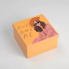 Коробка подарочная квадратная girl , 16 × 16 × 9 см