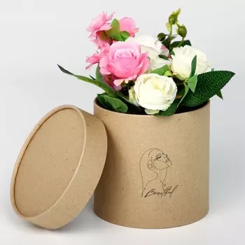 Коробка подарочная шляпная из крафта, упаковка,