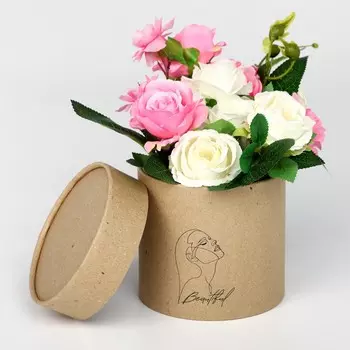 Коробка подарочная шляпная из крафта, упаковка,