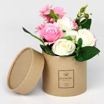 Коробка подарочная шляпная из крафта, упаковка,