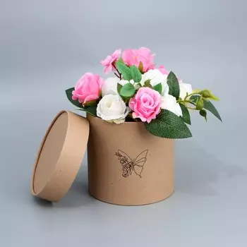 Коробка подарочная шляпная из крафта, упаковка,