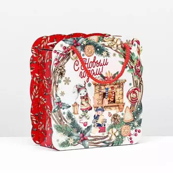 Коробка новогодняя подарочная складная