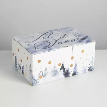 Коробка подарочная новогодняя складная let it snow, 22 х 15 х 10 см, новый год