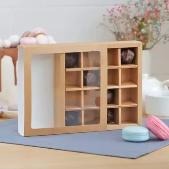 Коробка для 16 конфет, крафт 17.717.73.8 см