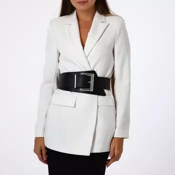 Ремень-корсет женский широкий, на резинке, 9512 см, пряжка металл, серебристая, черный