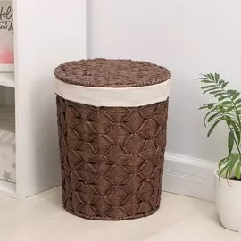 Корзина для белья плетеная круглая