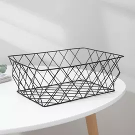 Корзина для хранения из металла доляна, 25×18×9,5 см, цвет чёрный