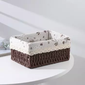 Корзина для хранения плетеная ручной работы доляна