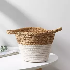 Корзина для хранения ручного плетения sl home, с ручками, камыш, хлопок, 272015 см