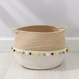 Корзина для хранения плетёная с ручками ручной работы доляна