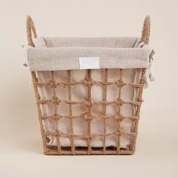 Корзина для хранения sl home, ручное плетение, с ручками, квадратная, джут, 272731 см