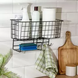 Корзина на присосках доляна, 37,5×15×22 см, цвет чёрный