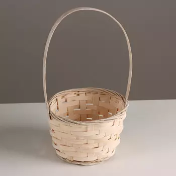 Корзина плетена, d16х10хh32см, белый, бамбук