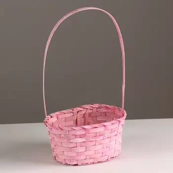 Корзина плетеная, 21х15х10хh38см, розовый, бамбук