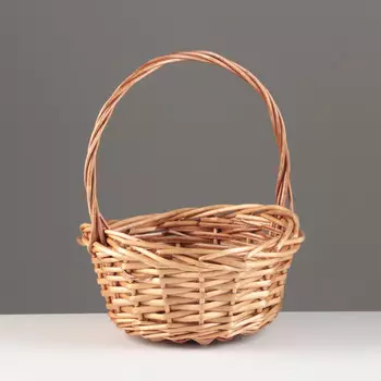 Корзина плетеная, 22x18xh10/11xhh25 bd14, медовый, ива