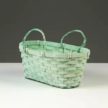 Корзина плетеная, 26 х 13 х 11 см, зеленая, бамбук