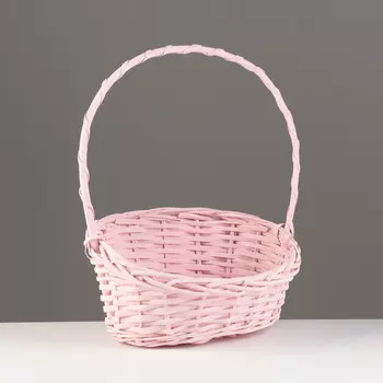 Корзина плетеная, 26х21х8х13х32 см, розовый, ива