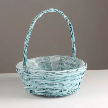 Корзина плетеная, 32x13xh36 см, зеленый, ива