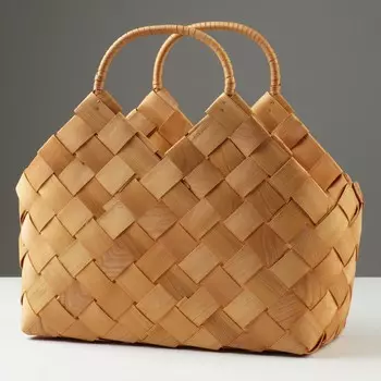 Корзина плетеная, 34 x 13 x h16/24/29 см, секвойя