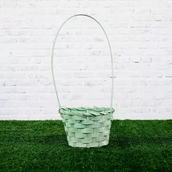 Корзина плетеная, бамбук, 13x13х9,5/28см, зеленая