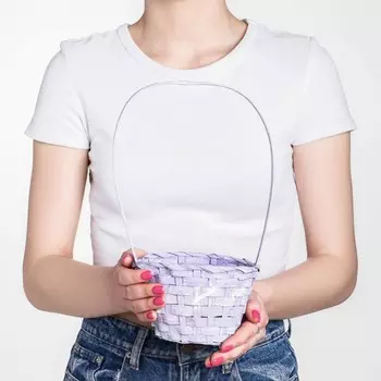 Корзина плетеная бамбук, d13xh9,5/28см светло-фиолетовая