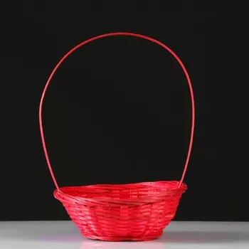 Корзина плетеная, бамбук, d19xh5 см, красный