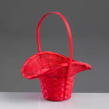 Корзина плетеная, бамбук, d21/13xh14/29см красный