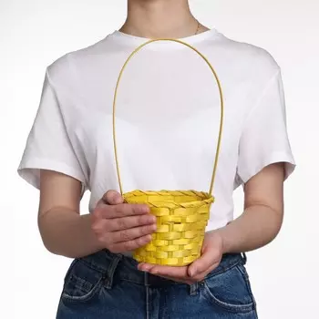 Корзина плетеная, бамбук, желтая, (цилиндр)