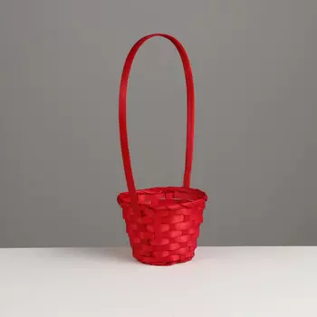 Корзина плетеная, 13139.5 см, ручка h=21 см, бамбук, красная