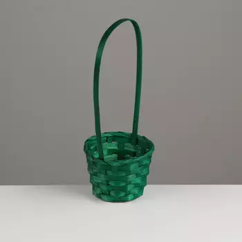 Корзина плетеная, 13139.5 см, ручка h=21 см, бамбук, зеленая