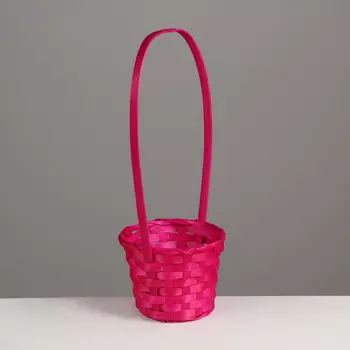 Корзина плетеная, 13139.5 см, ручка h=21 см, бамбук, розовая