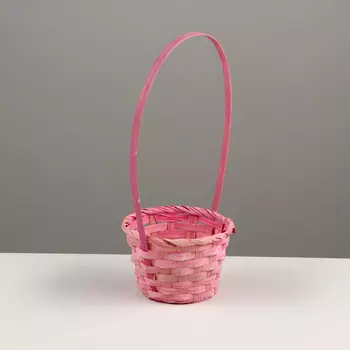 Корзина плетеная, 13139.5 см, ручка h=21 см, бамбук, розовая