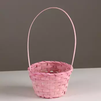 Корзина плетеная, d15х9хh31см, розовый, бамбук