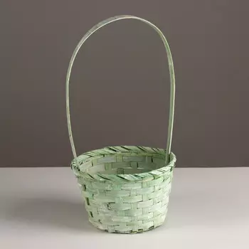Корзина плетеная, d15х9хh31см, зеленый, бамбук