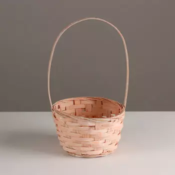 Корзина плетеная, d16х10хh32см, персиковый, бамбук