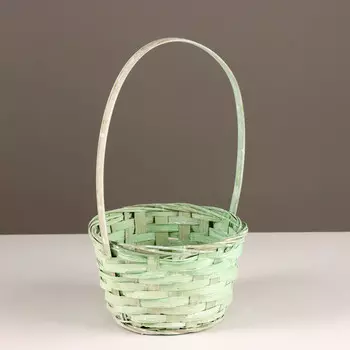 Корзина плетеная, d16х10хh32см, зеленый, бамбук