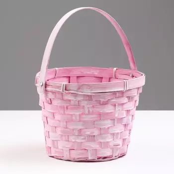 Корзина плетеная, d17 х 12 х 22 см, розовая, бамбук