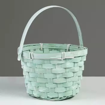 Корзина плетеная, d17 х 12 х 22 см, зеленая, бамбук