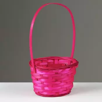 Корзина плетеная, d17 х 9 х 30 см, розовая, бамбук