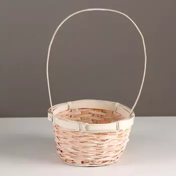 Корзина плетеная, d17x10,5хh33см, персиковый, бамбук