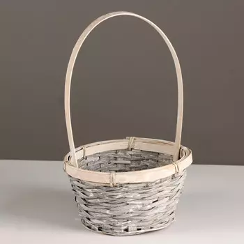 Корзина плетеная, d17x10,5хh33см, серый, бамбук