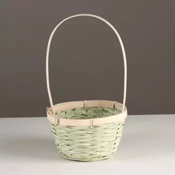 Корзина плетеная, d17x10,5хh33см, зеленый, бамбук
