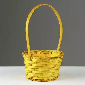 Корзина плетеная, d19 х 9,5 х 32 см, желтая, бамбук