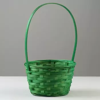 Корзина плетеная, d19 х 9,5 х 32 см, зеленая, бамбук