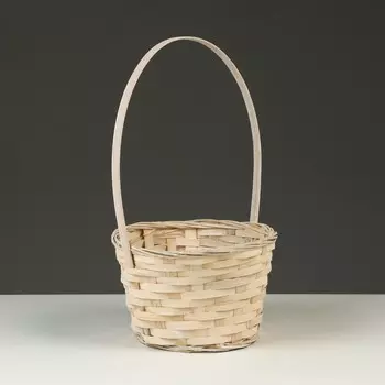 Корзина плетеная, d19 х 9,5 х 32 см, белая, бамбук