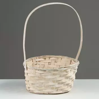 Корзина плетеная, d21 х 10/34 см, белый, бамбук