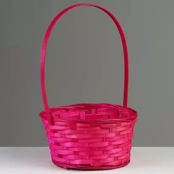 Корзина плетеная, d21 х 10/34 см, розовый, бамбук